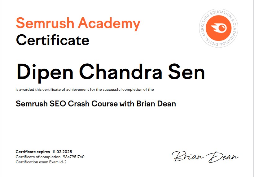 Semrush Academy Certificate